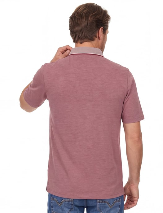 poloshirt korte mouw Casa Moda rood gemeleerd katoen - Image 2