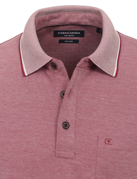 poloshirt korte mouw Casa Moda rood gemeleerd katoen - Image 3