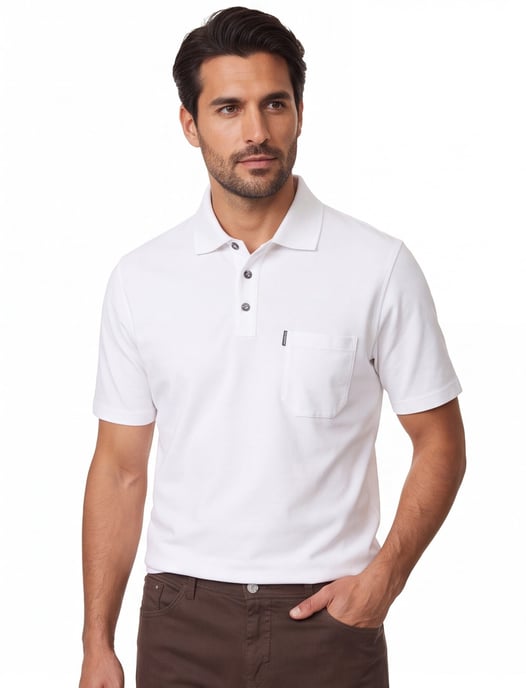 Casa moda poloshirt wit effen korte mouw - Image 1