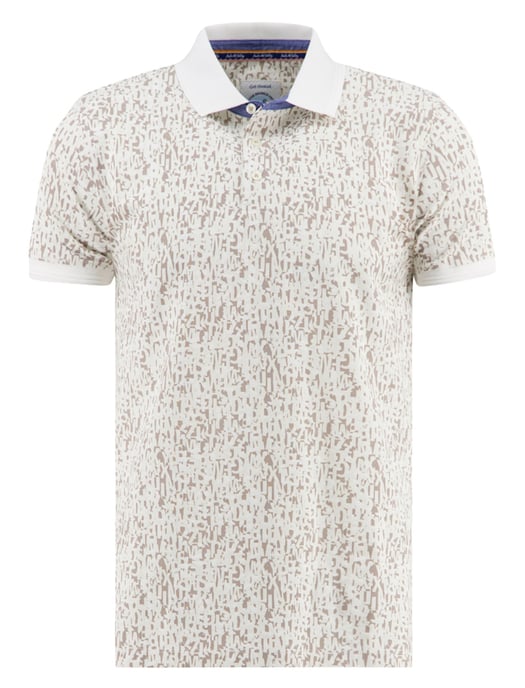 poloshirt A Fish Named Fred wit geprint 3 knoopjes - Image 1