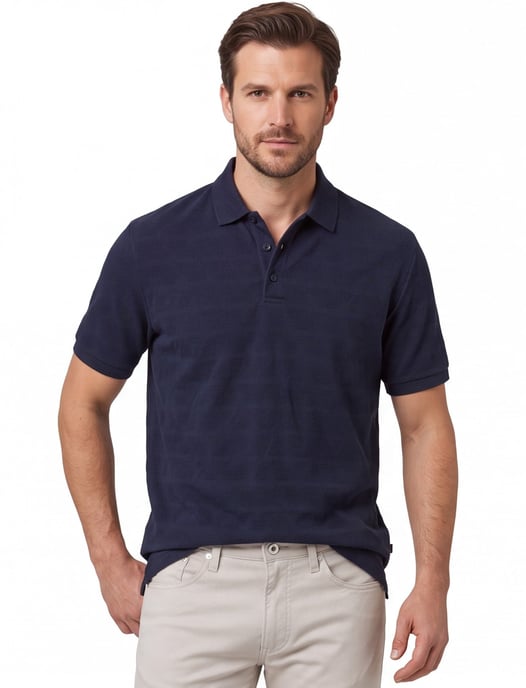 Brax polo donkerblauw katoen normale fit 3 knoopjes - Image 1
