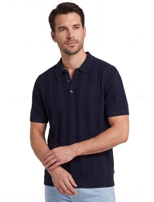 Brax poloshirt gestreept donkerblauw normale fit katoen - Image 1