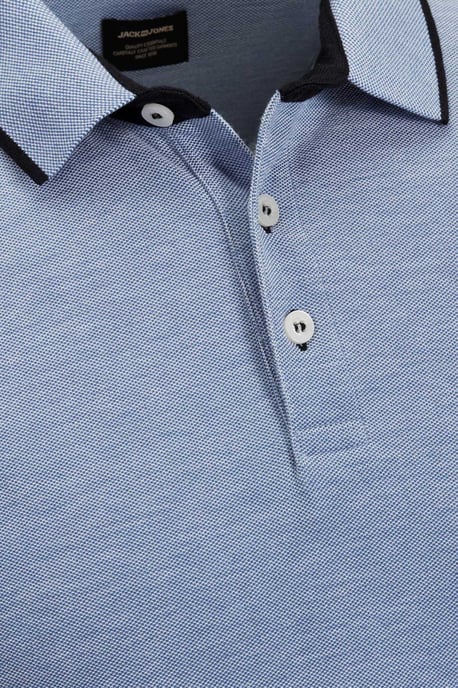 Jack & Jones polo Plus Size lichtblauw effen katoen wijde fit - Image 3