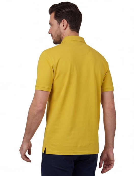 Casa Moda polo wijde fit geel met zwarte knopen - Image 2