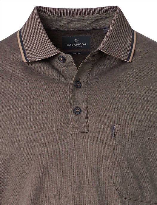 poloshirt korte mouw Casa Moda gemeleerd bruin - Image 3