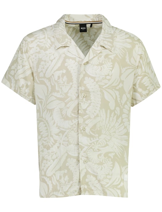 Overhemd BOSS Black beige Beach lijn bladeren print wijde fit - Image 1