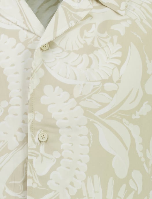 Overhemd BOSS Black beige Beach lijn bladeren print wijde fit - Image 3