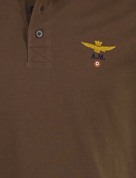 Polo Aeronautica Militaire bruin pique katoen - Image 3