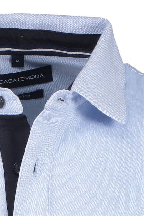 Katoenen Casa Moda polo stretch effen lichtblauw wijde fit - Image 3