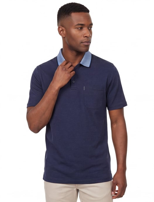 Casa Moda poloshirt navy borstzak - Image 1