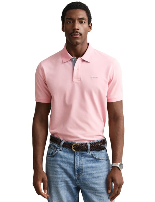 Gant polo slim fit roze effen met stretch - Image 1