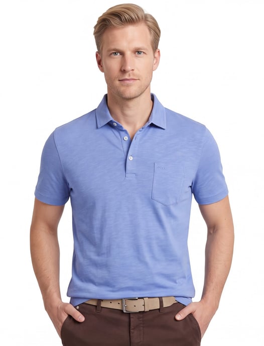 Poloshirt Brax blauw gemêleerd 100% katoen normale fit - Image 1
