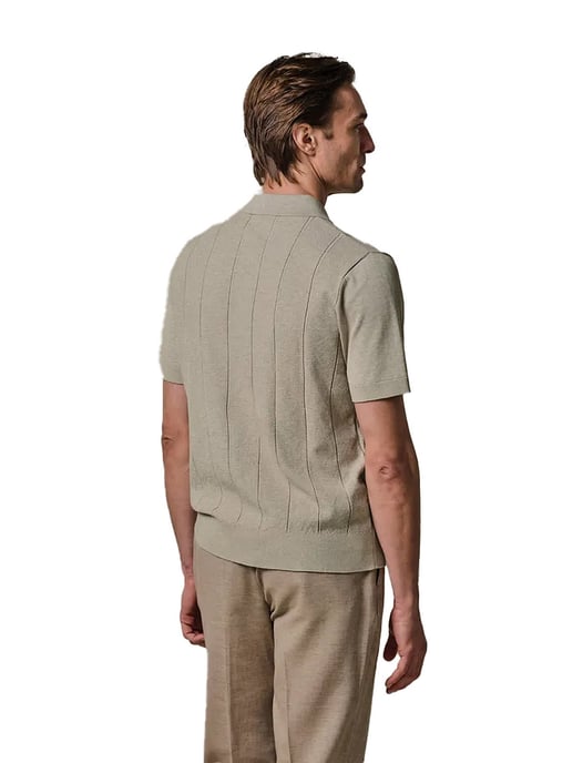 Polo Profuomo beige strepen textuur pique - Image 2