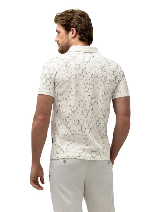 Poloshirt State of Art crème print plantjes pique normale fit - Image 2