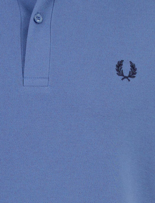 Blauw poloshirt Fred Perry omlijnde mouwen 2-knoops katoen pique - Image 3