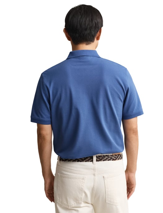 blauwe polo Gant met korte mouw 2-knoops - Image 2