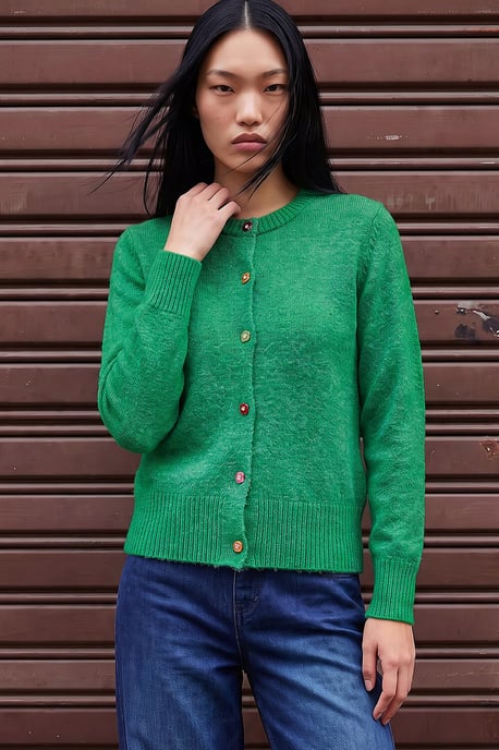 Flower Button Knit Cardigan - Image 2