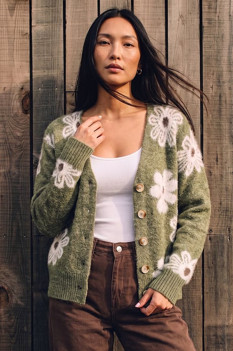 Fluffy Floral Cardigan - Image 1