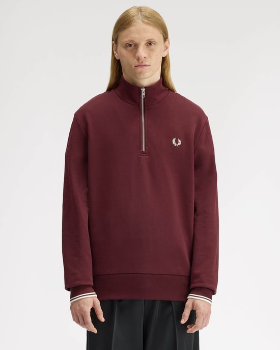 Regular Fit Long Sleeve Logo Detail Sweatshirt in Wine - Image 1