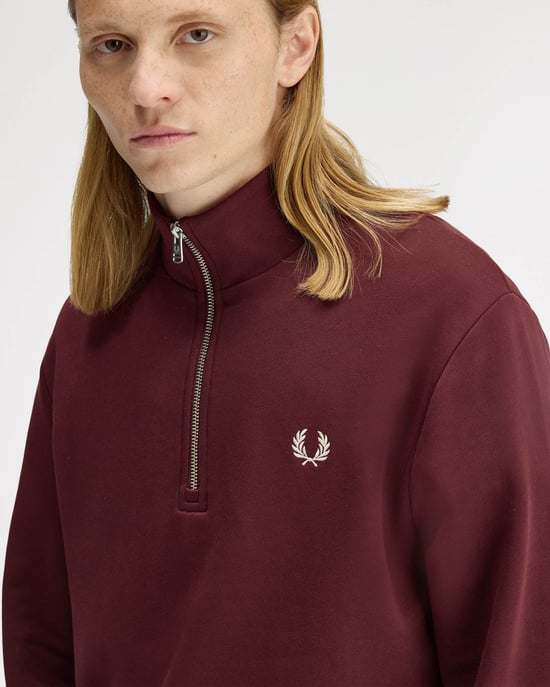 Regular Fit Long Sleeve Logo Detail Sweatshirt in Wine - Image 3