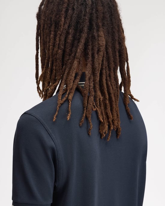 Regular Fit Short Sleeve Logo Detail Polo Shirt in Navy - Image 4