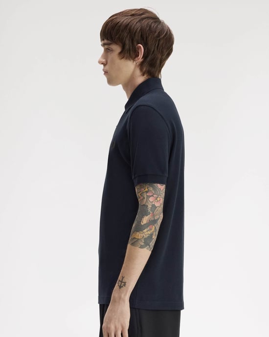 Short Sleeve Straight Hem Polo Shirt in Navy - Image 2