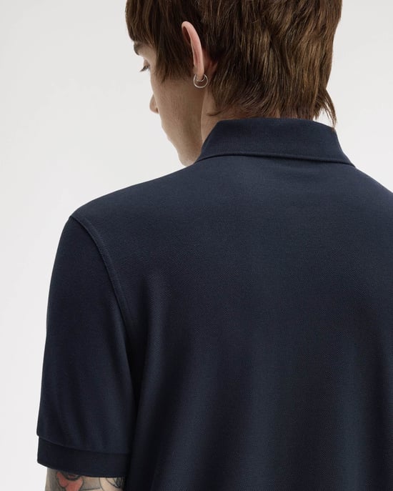 Short Sleeve Straight Hem Polo Shirt in Navy - Image 4