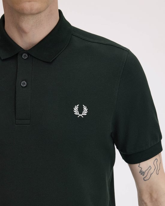 Slim Fit Short Sleeve Straight Hem Polo Shirt in Charcoal - Image 3