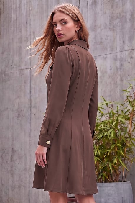 Collared Buttoned Shirt Dress - Image 2