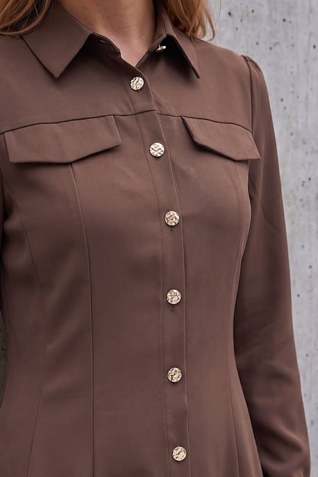 Collared Buttoned Shirt Dress - Image 4