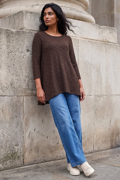 Textured Snit Tunic Top - Image 2