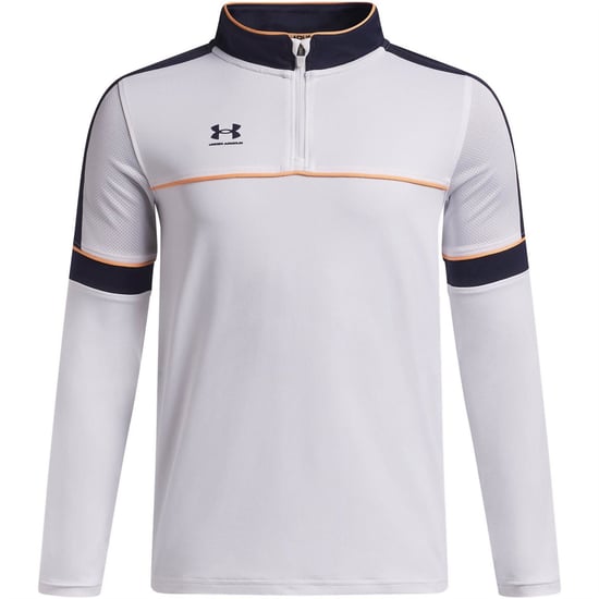 Boys Under Armour Training Quarter Zip Juniors in White/Navy - Image 1