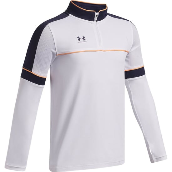 Boys Under Armour Training Quarter Zip Juniors in White/Navy - Image 3