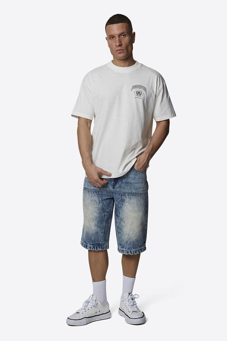 Blue Baggy Washed Denim Carpenter Shorts - Image 3