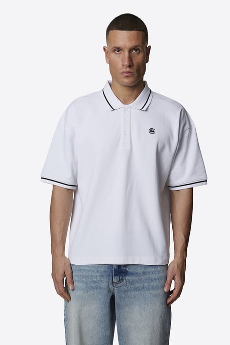 White Monogram Short Sleeve Polo - Image 1