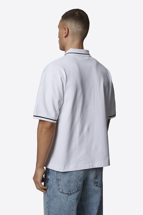White Monogram Short Sleeve Polo - Image 2