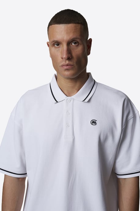 White Monogram Short Sleeve Polo - Image 4