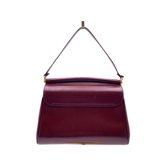Gucci Vintage Läderhandväska Med Flap - Image 3