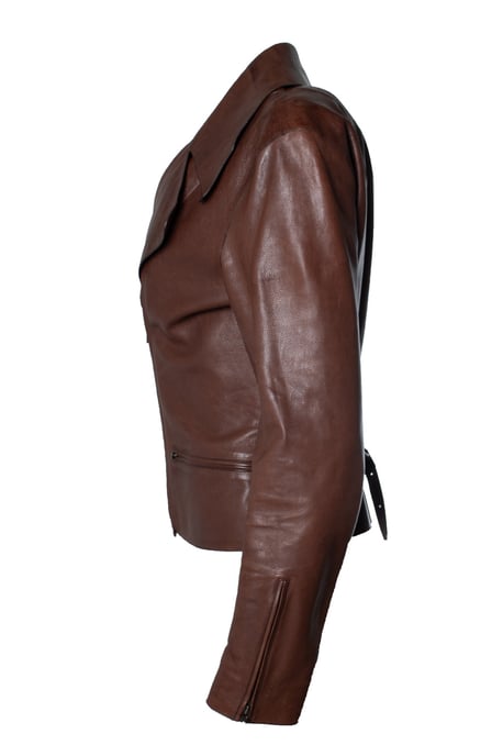 Hermès, leren motorjack in bruin - Image 2