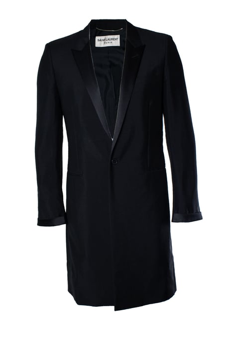 Saint Laurent, zwarte blazerjas met glanzende revers - Image 1