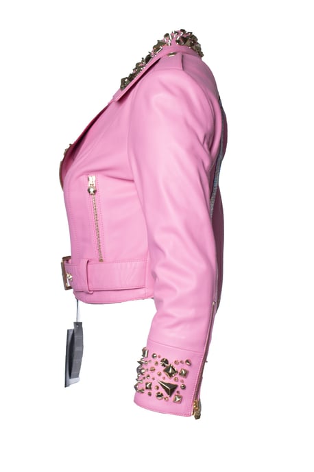 Philipp Plein, Rosa Disney-bikerskor i läder med kort passform - Image 3