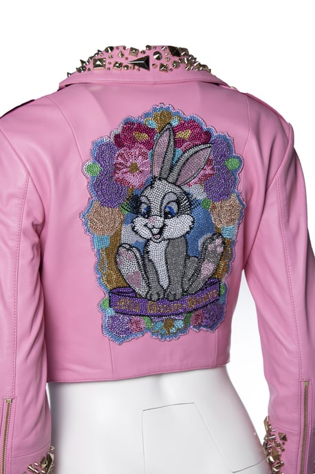 Philipp Plein, Rosa Disney-bikerskor i läder med kort passform - Image 6