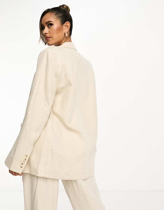 NA-KD co-ord oversized tailored blazer in beige - Image 2