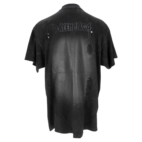 Balenciaga – Svart bomull – Storstorleks t-shirt med slitet tryck - Image 3