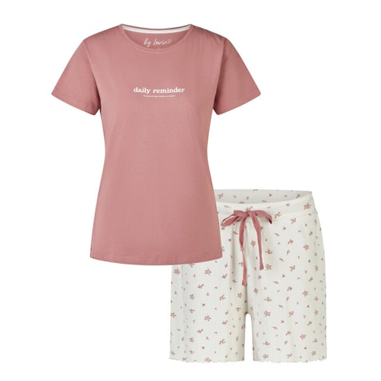 By Louise Dames korte pyjama set shortama oudroze/wit gebloemd - Image 1