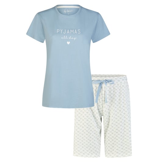 By Louise Dames shortama korte pyjama set blauw/wit gebloemd - Image 1
