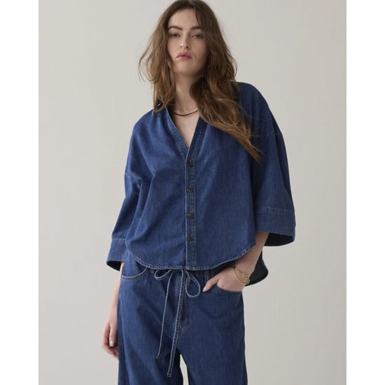Summum 2s3346-5184 453 blouse denim kimono light cotton twill denim - Image 2