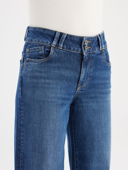 Carlotta jeans met middelhoge taille en lange pijpen, 5 zakken, donkerblauw - Image 3