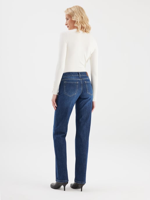 Diva jeans met middelhoge taille en lange pijpen, 5 zakken, donkerblauw - Image 2