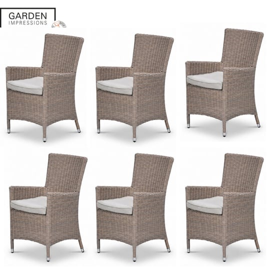 Garden Impressions Costa tuinstoelen set van 6 wicker met kussen - Image 1
